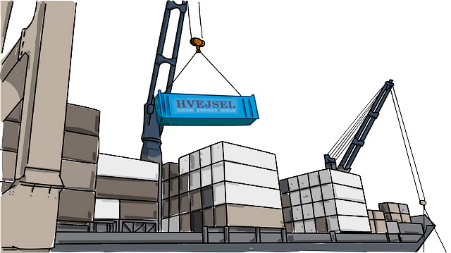 Hvejsel - Oversøisk flytning - Container skib